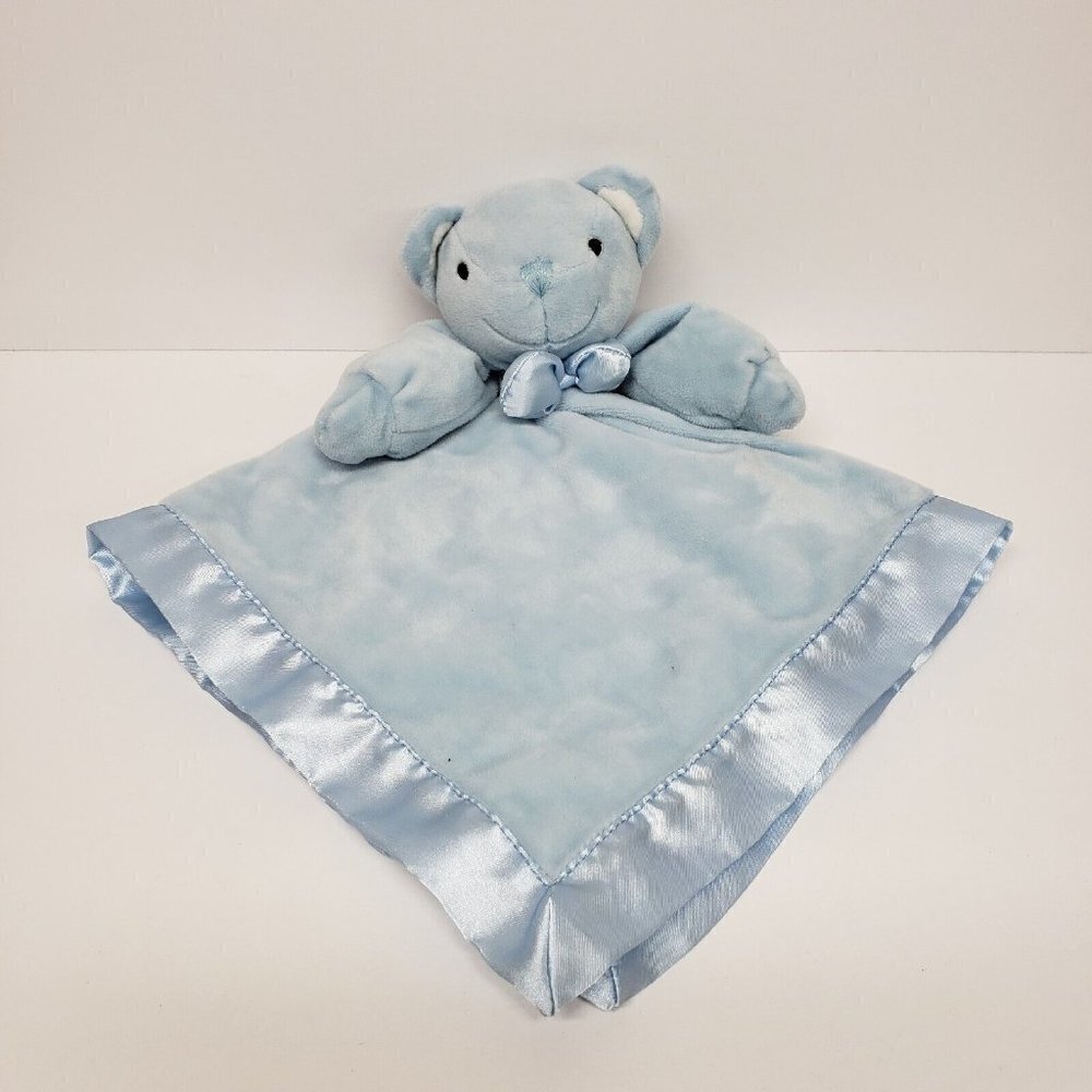 Shelter Insurance 18x18 Blue White Teddy Bear Baby Lovey Security Blanket Plush